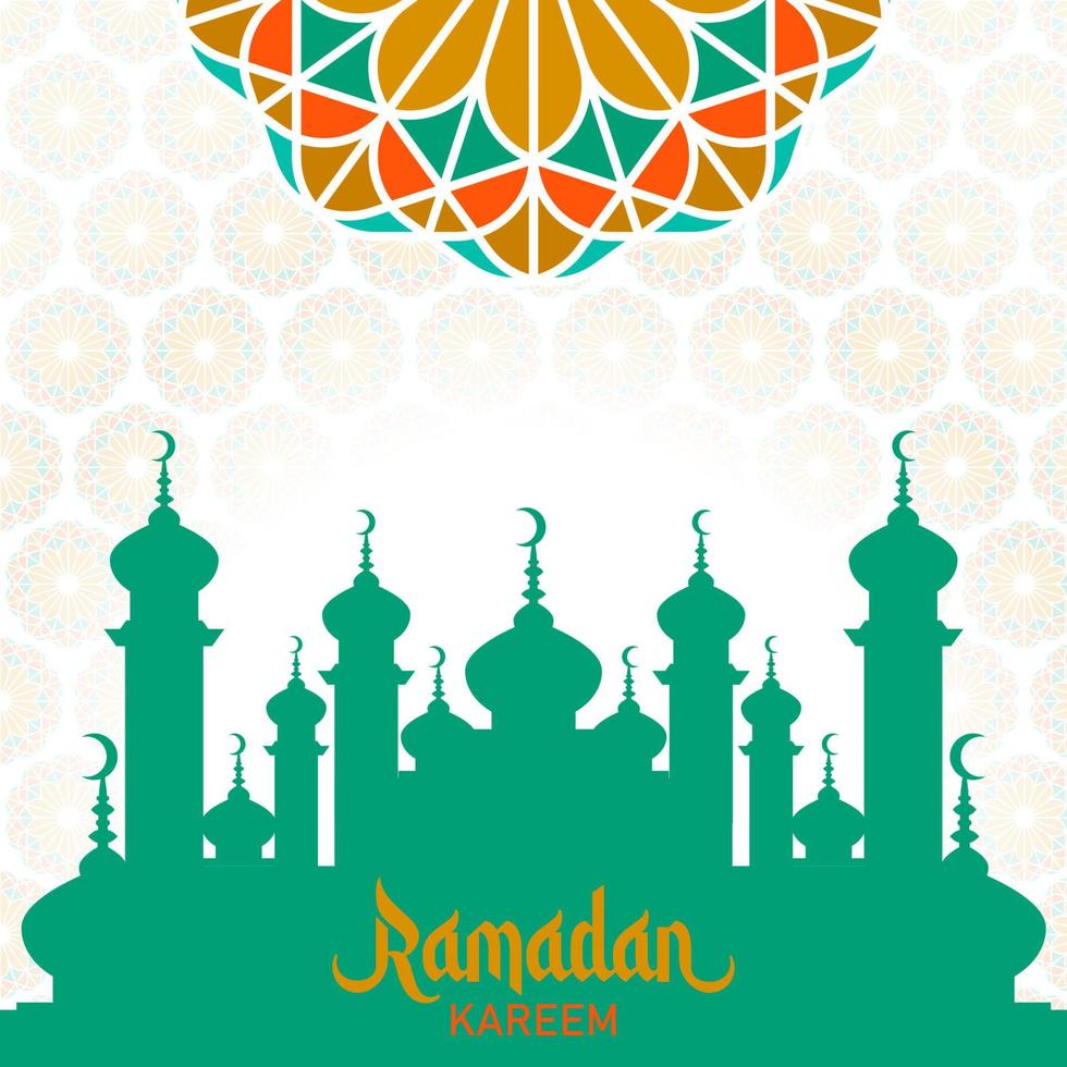 ilustração em vetor de silhuetas de mesquita verde sombreamento alinhado com ornamentos de corte de papel. adequado para ramadã, saudação eid, plano de fundo e celebração islâmica