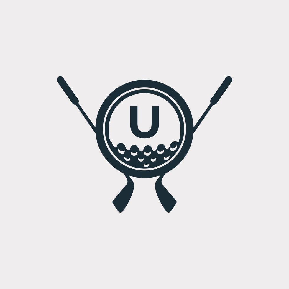 logotipo do esporte de golfe. letra u para modelo de vetor de design de logotipo de golfe. vetor eps10
