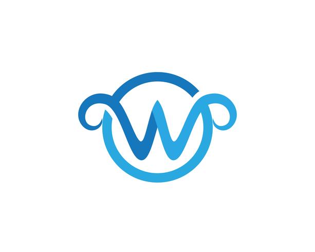 W Letter Water wave Ilustração em vetor modelo de logotipo