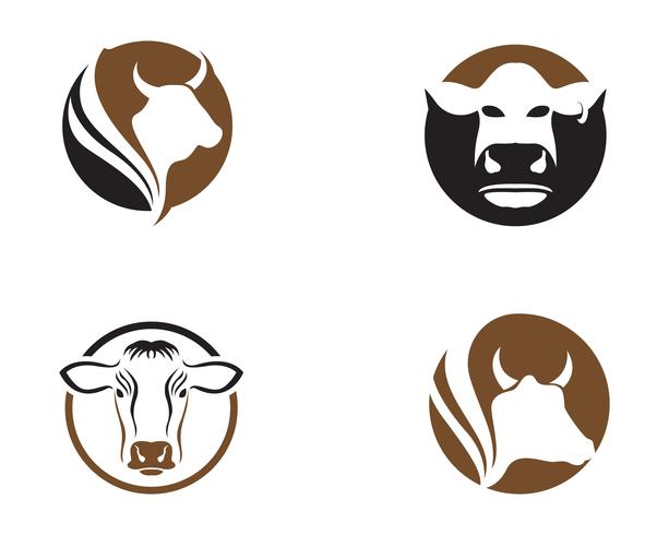 Modelo de logotipo de vaca vector icon ilustração