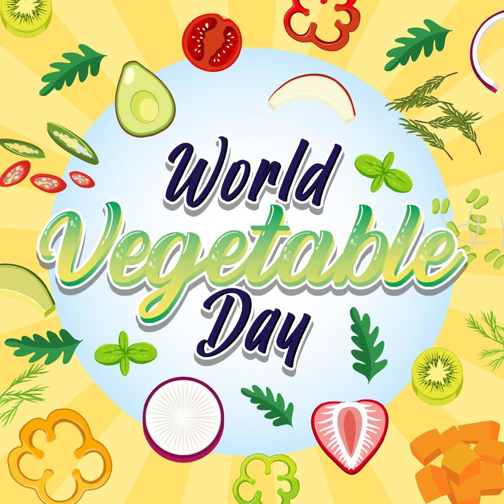 cartaz do dia mundial do vegetal com legumes e frutas vetor