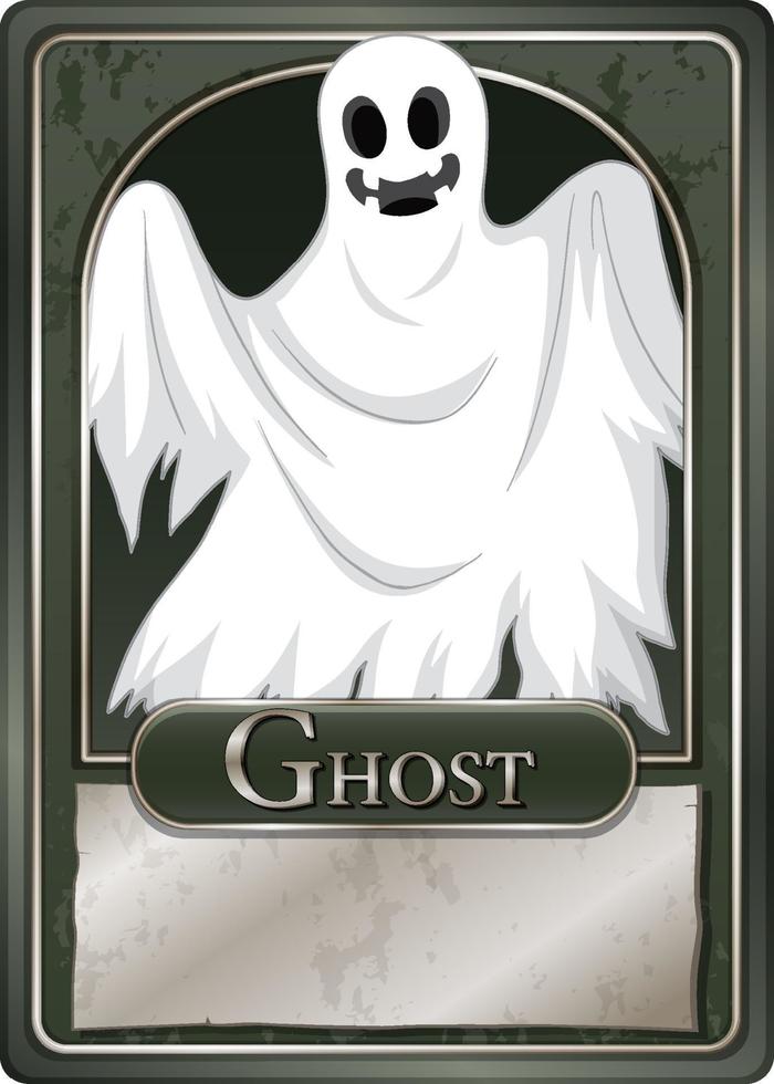 modelo de cartão de jogo de personagem fantasma branco vetor