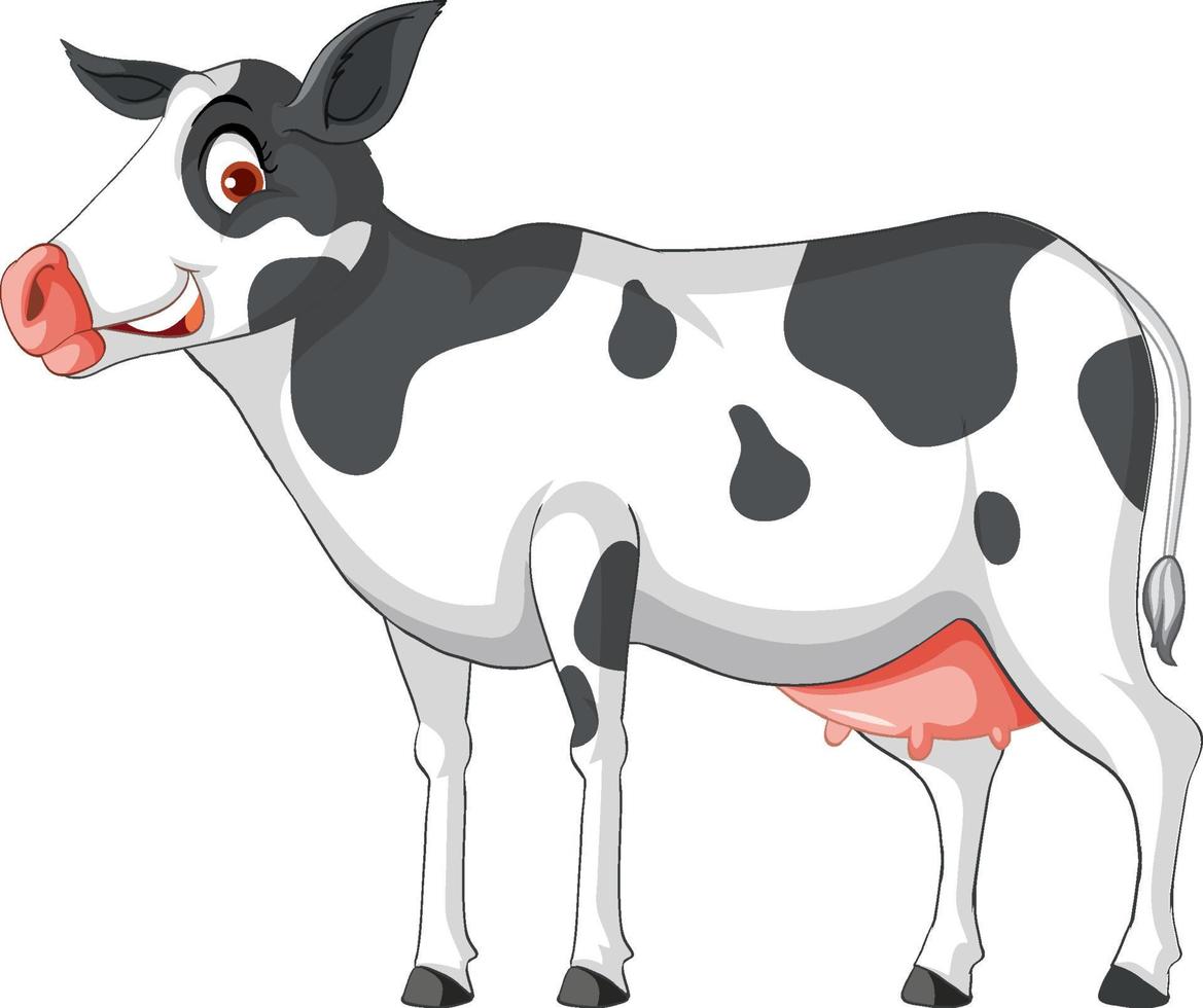 personagem de desenho animado em pé de vaca leiteira vetor