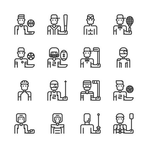 Conjunto de ícones de avatar de esporte. Ilustração vetorial vetor