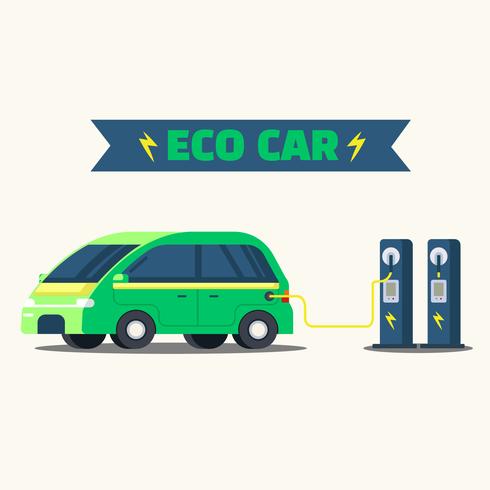 Carregamento de carro ecológico vetor