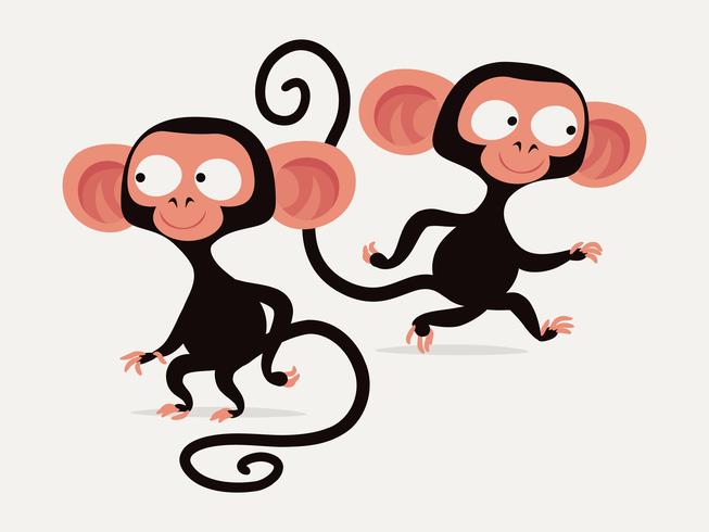 Andando e em pé personagens de macaco vetor