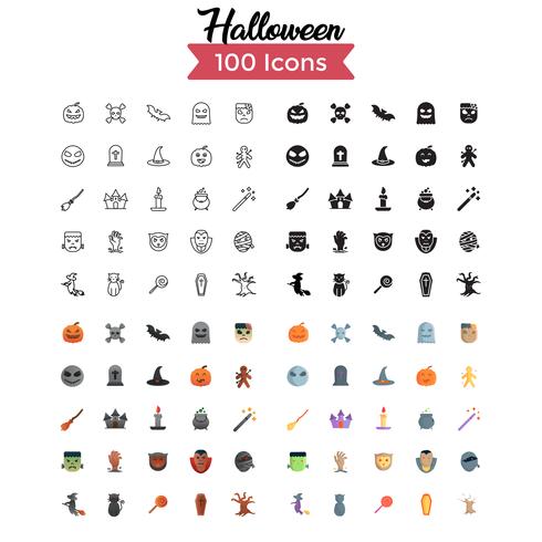 vetor de conjunto de ícones de halloween