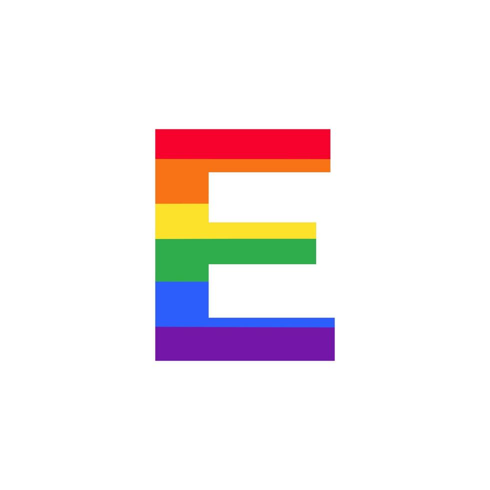 letra e colorida em inspiração de design de logotipo de cor do arco-íris para o conceito lgbt vetor