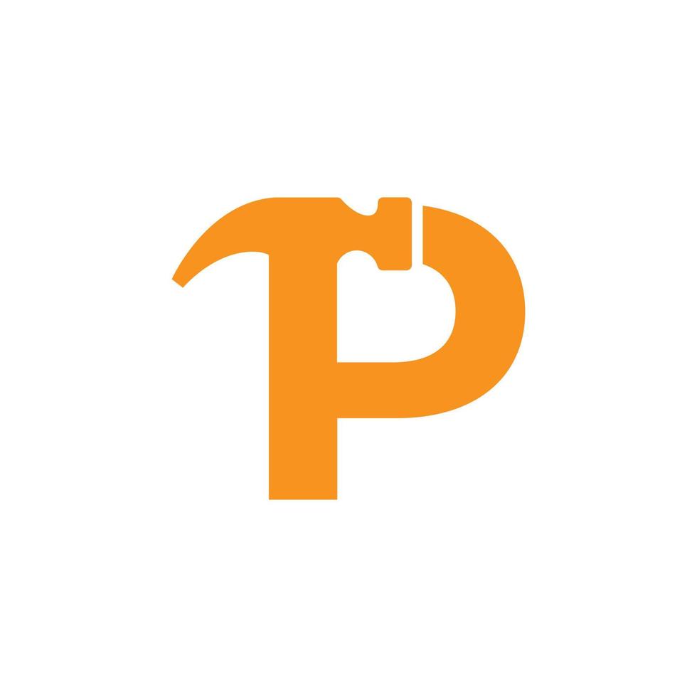 letra inicial p inspiração de design de logotipo de martelo vetor