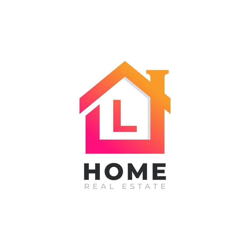 letra inicial l design de logotipo de casa em casa. conceito de logotipo imobiliário. ilustração vetorial vetor