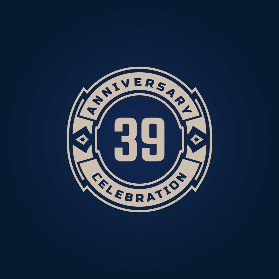 Design do ícone do logotipo número 39, número do logotipo do 39º  aniversário, aniversário 39