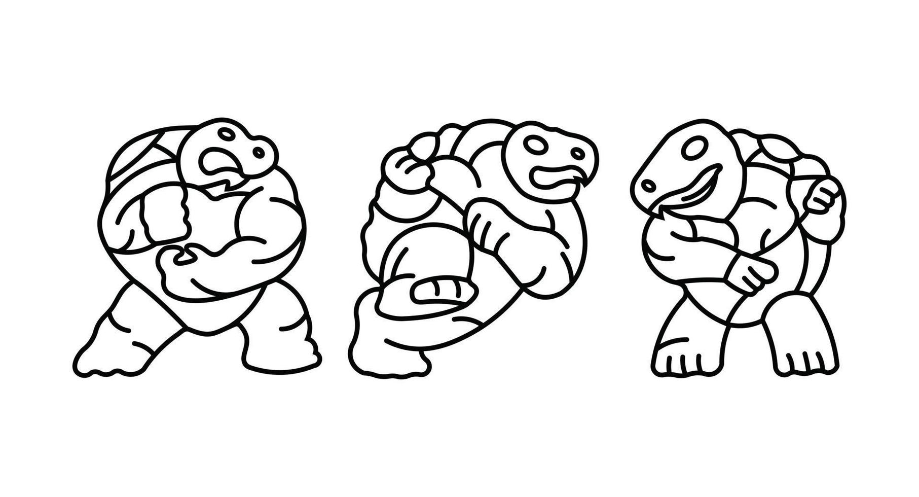 conjunto de ícones de tartaruga em ilustração vetorial de estilo diferente, conjunto de ícones de vetor de tartaruga projetado