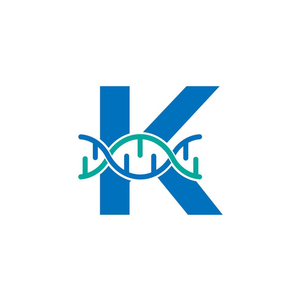 letra inicial k elemento de modelo de design de logotipo de ícone de DNA genético. ilustração biológica vetor