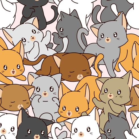 Teste Padrão Sem Emenda Pintado à Mão Com Gatinhos Bonitos Gatos Brilhantes  Dos Desenhos Animados Da Aquarela No Fundo Branco Tex Ilustração Stock -  Ilustração de vermelho, imagens: 100586490