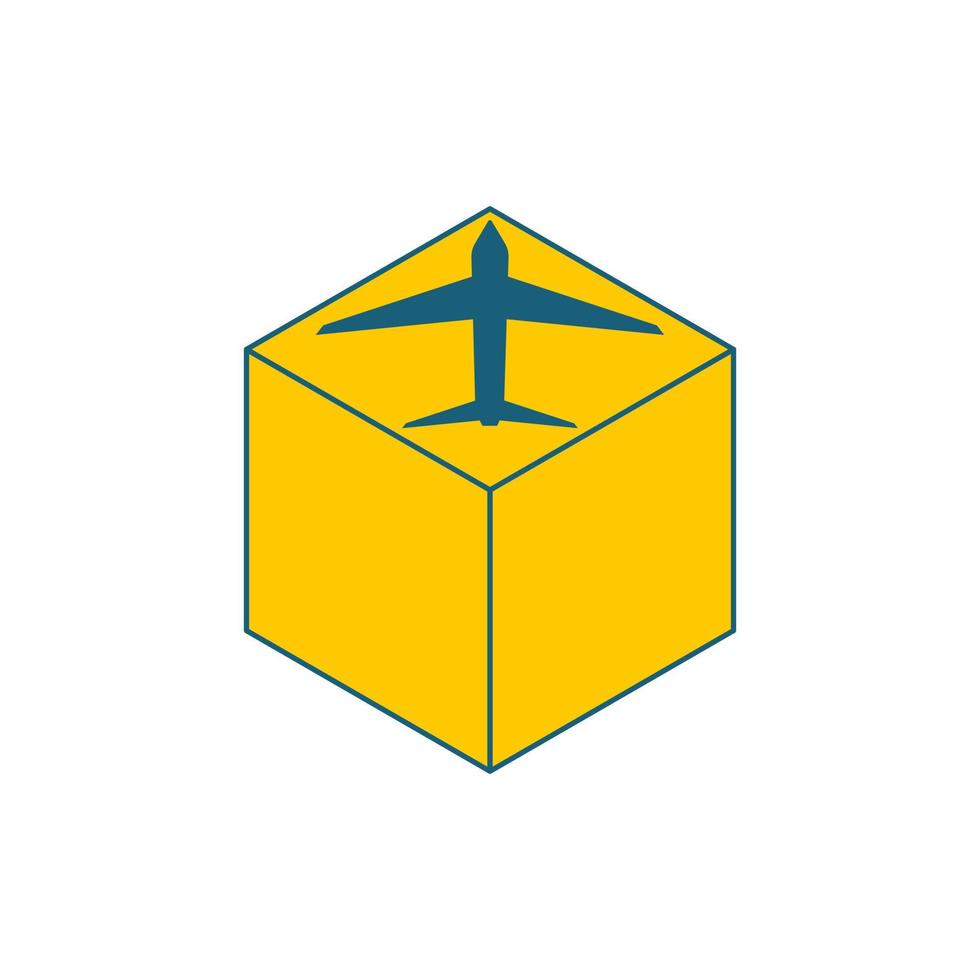 caixa de avião 3D, logotipo do ícone vetorial vetor