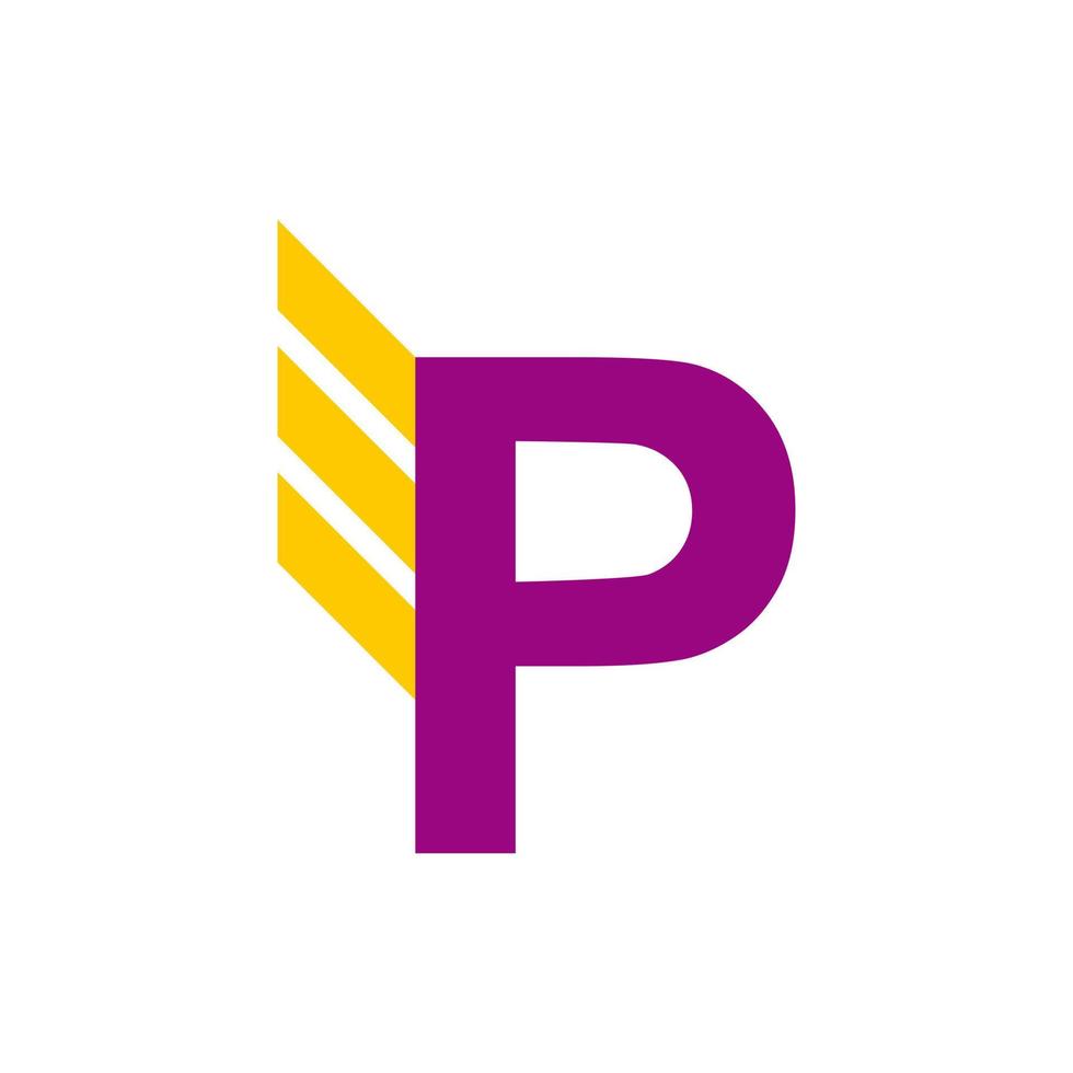 ícone do logotipo das iniciais p brilhantemente colorido vetor