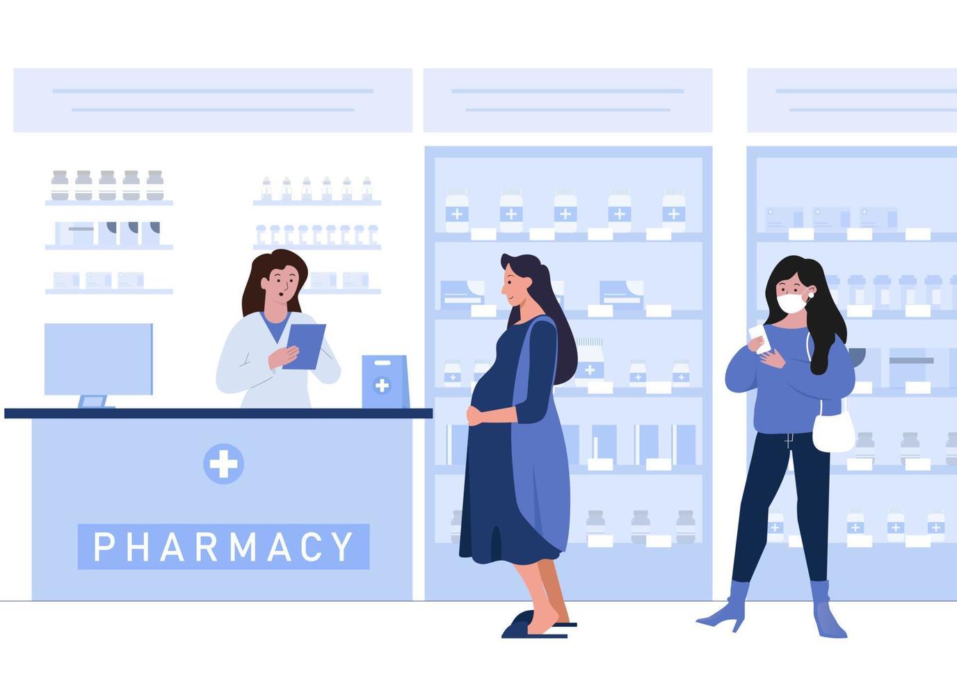 ilustração plana de farmácia ou farmácia vetor