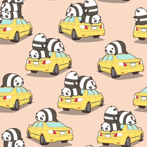 Pandas sem emenda no teste padrão amarelo do carro. vetor