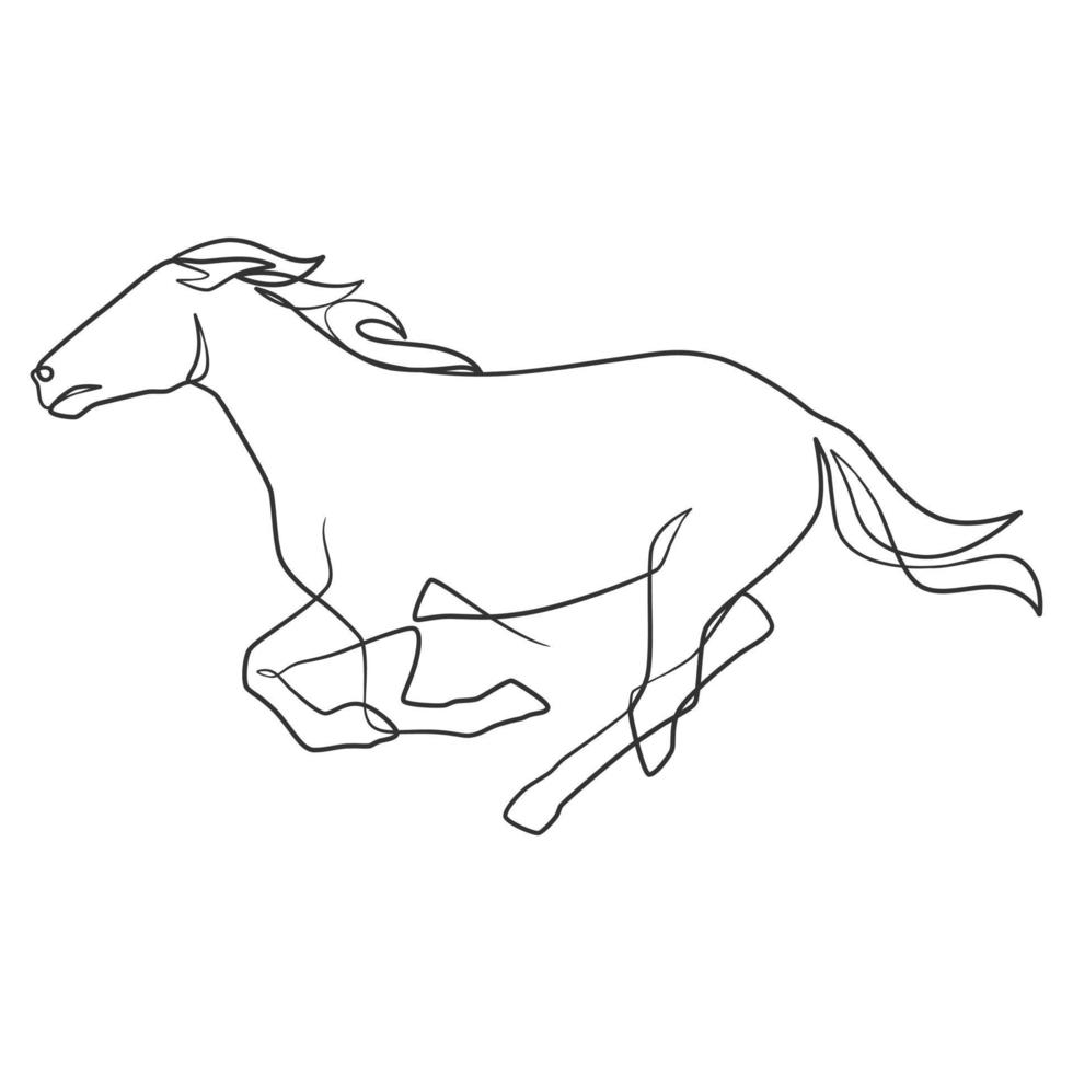 desenho de linha contínua de cavalo vetor