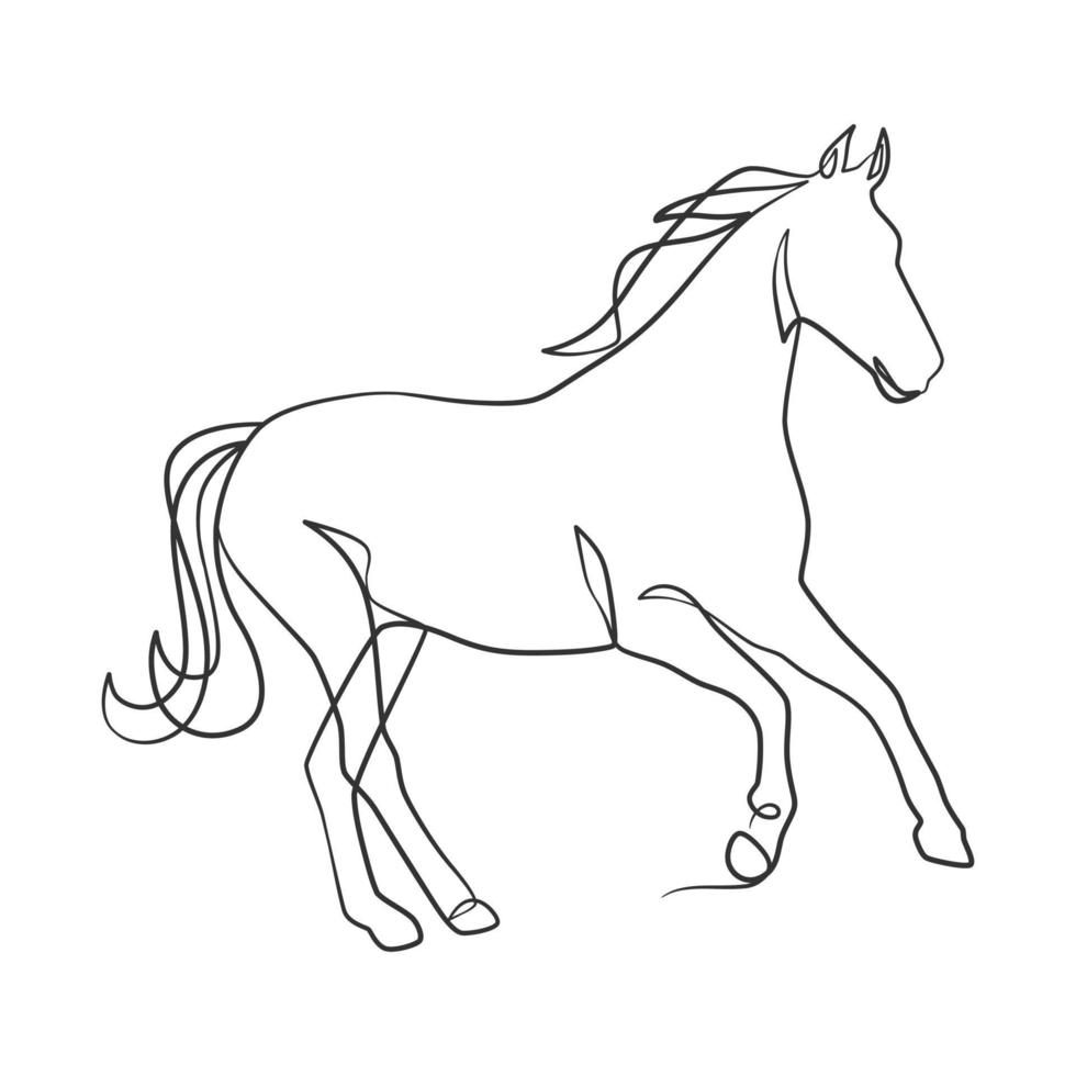 desenho de linha contínua de cavalo vetor