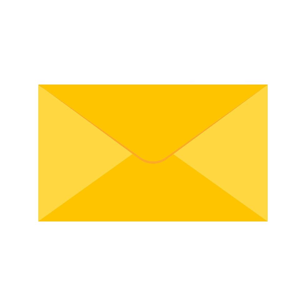 sinal de ícone de envelope amarelo dourado fechado ilustração em vetor design plano isolado no fundo branco