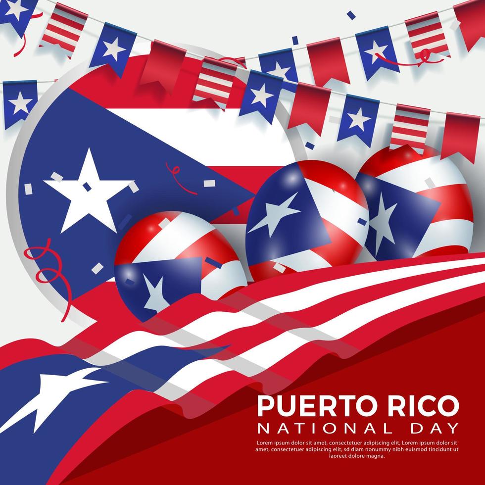 aniversário dia nacional porto rico. banner, cartão de felicitações, design de folheto. design de modelo de pôster vetor