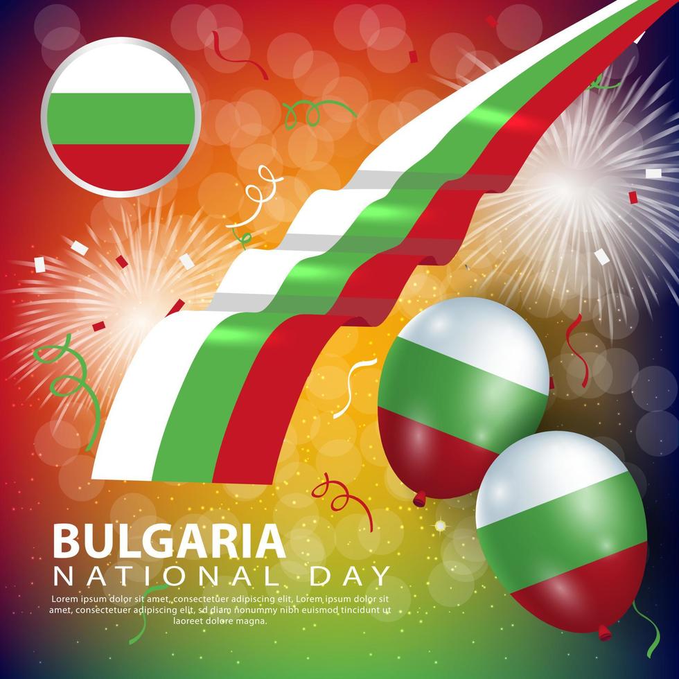 aniversário dia nacional da bulgária. banner, cartão de felicitações, design de folheto. design de modelo de pôster vetor