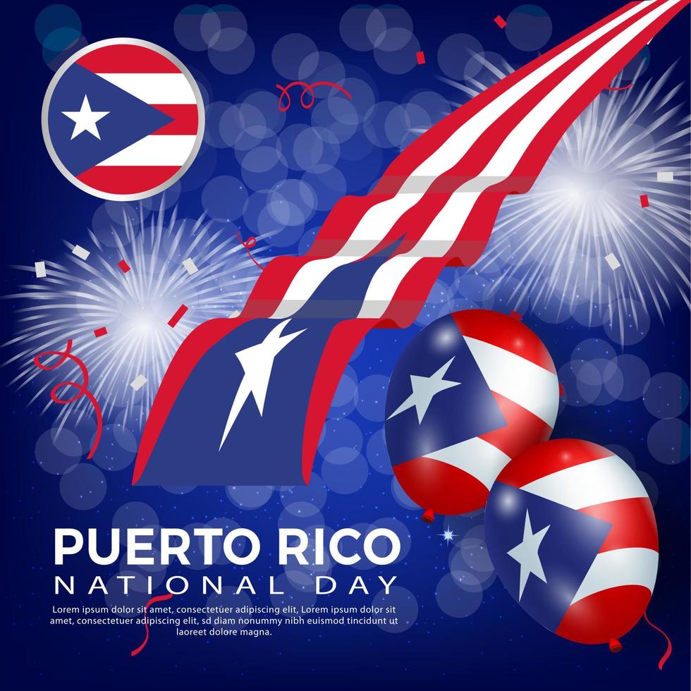 aniversário dia nacional porto rico. banner, cartão de felicitações, design de folheto. design de modelo de pôster vetor