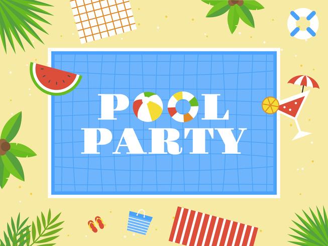 Pool party, Top view Vetor de piscina