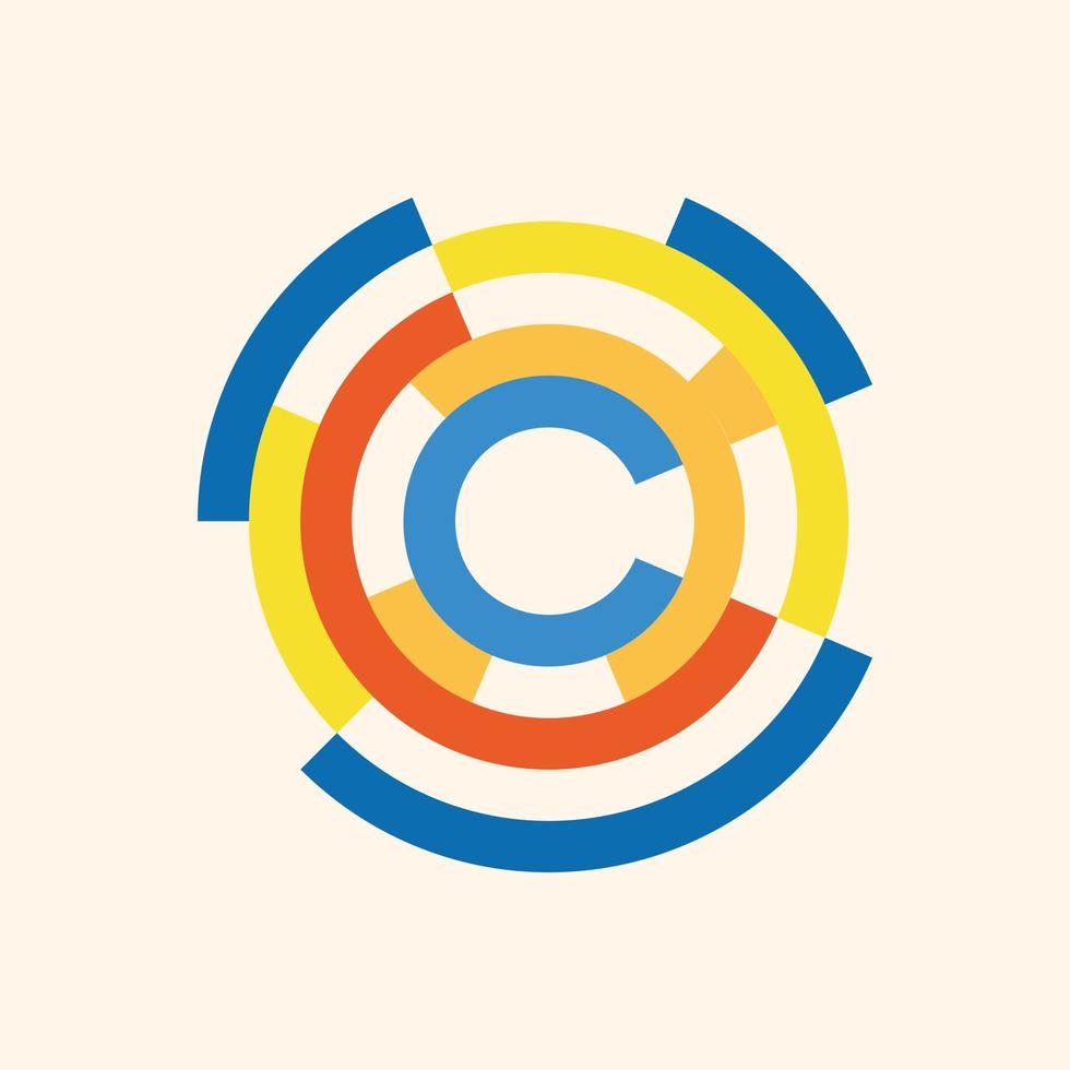 logotipo criativo da letra c com forma de círculo vetor