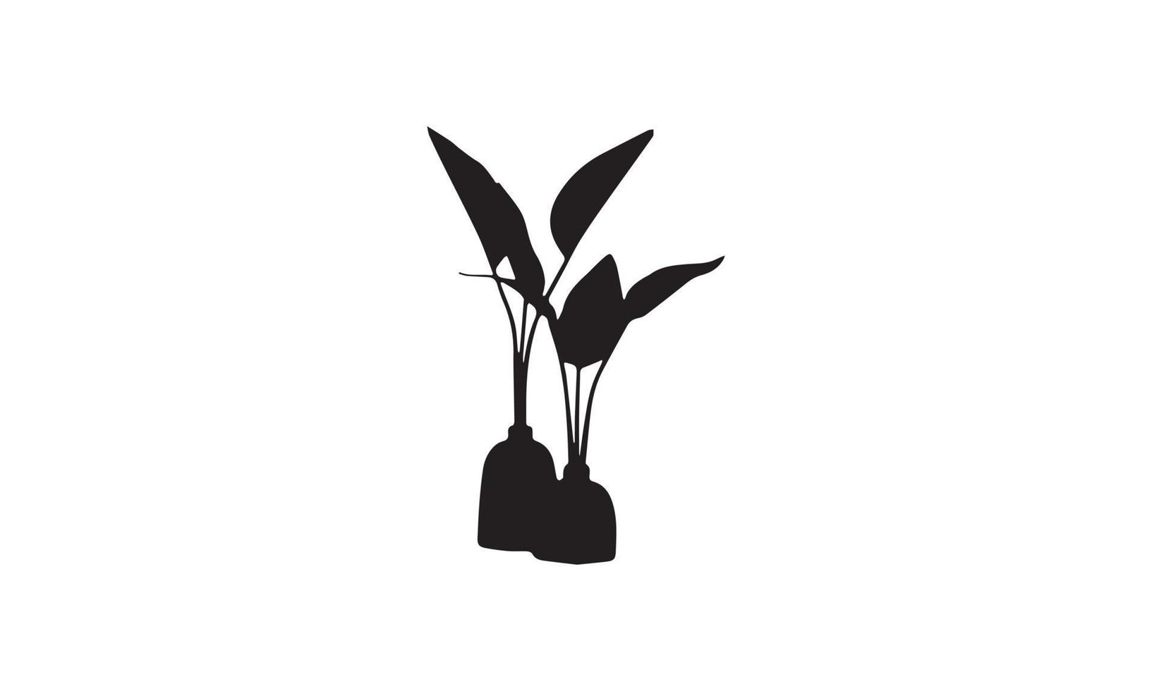 design do logotipo da ilustração vetorial de plantas preto e branco vetor