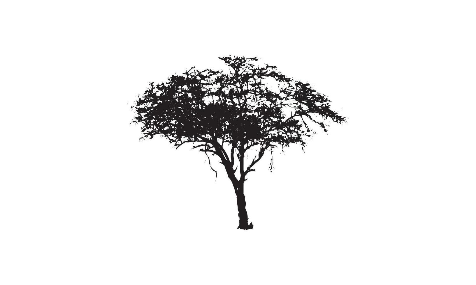 design de logotipo de ilustração vetorial de árvore preto e branco vetor