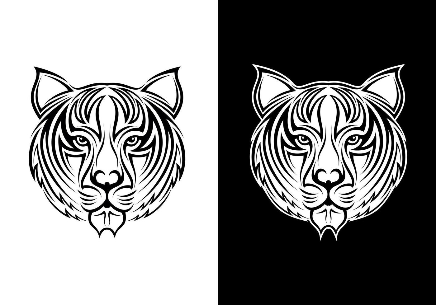 vetor de desenho de tatuagem de cabeça de tigre desenhado à mão