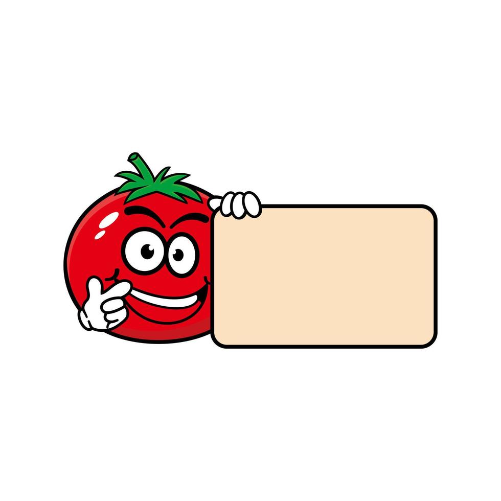 mascote de personagem de tomate de fruta bonito dos desenhos animados vetor