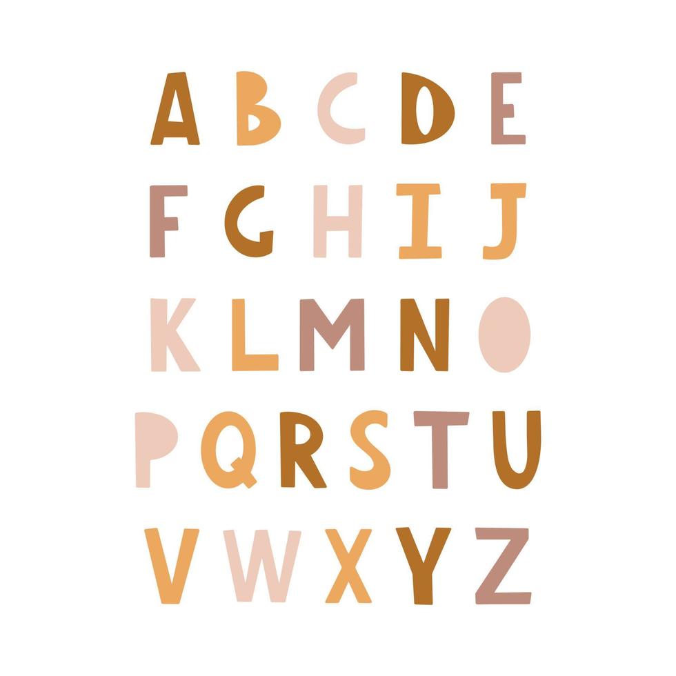 alfabeto abc colorido com letras multicoloridas isoladas no fundo branco em estilo moderno simples. ilustração vetorial. vetor