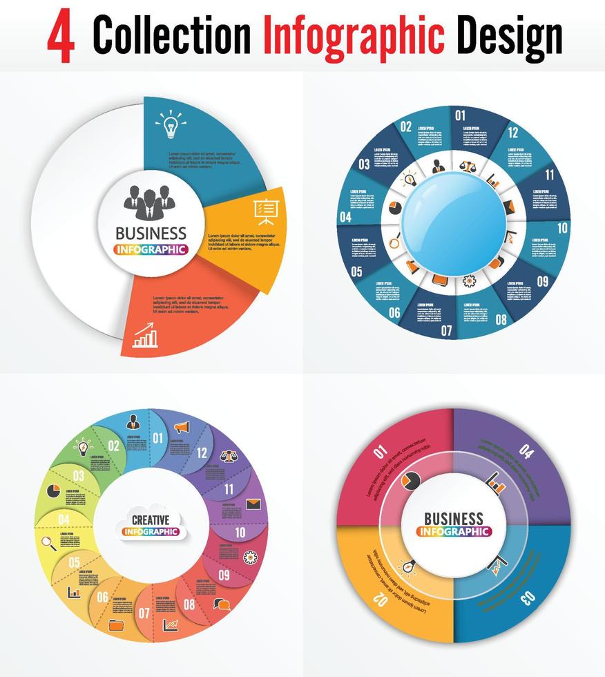 vetor de design infográfico e ícones de marketing podem ser usados para layout de fluxo de trabalho, diagrama, relatório anual, web design. conceito de negócio com 4 e 5 opções, etapas ou processos.