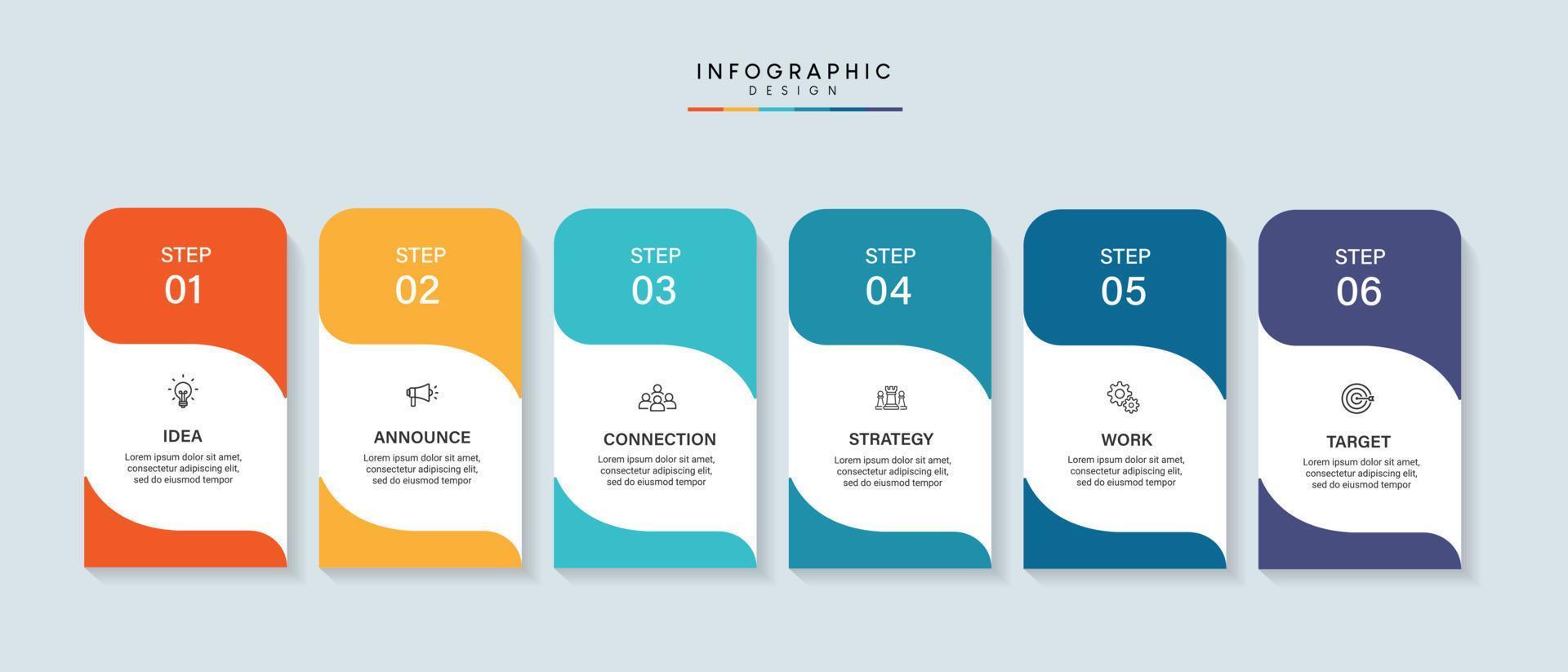 etapas design de modelo infográfico de processo de cronograma de visualização de dados de negócios com ícones vetor