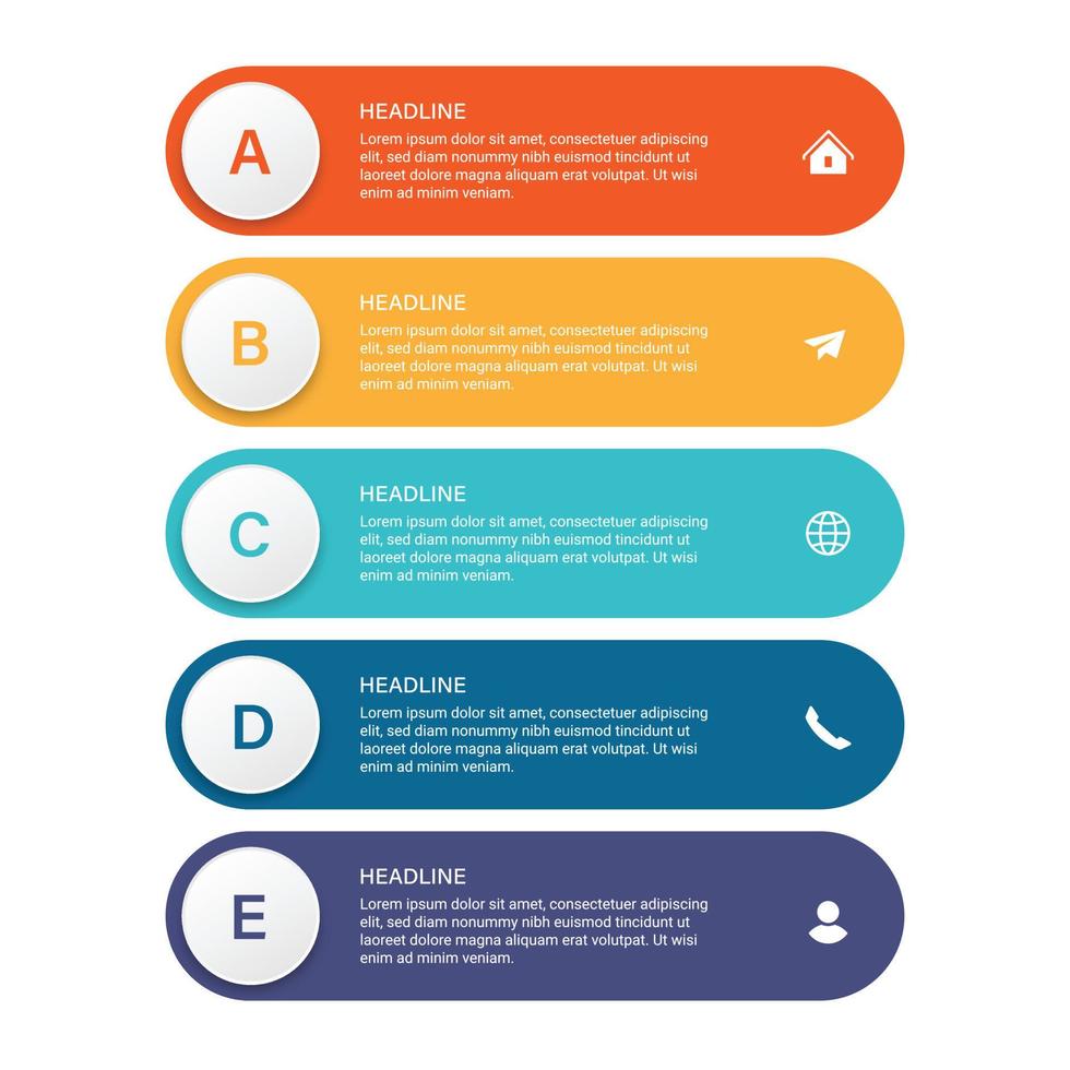 etapas design de modelo infográfico de processo de cronograma de visualização de dados de negócios com ícones vetor