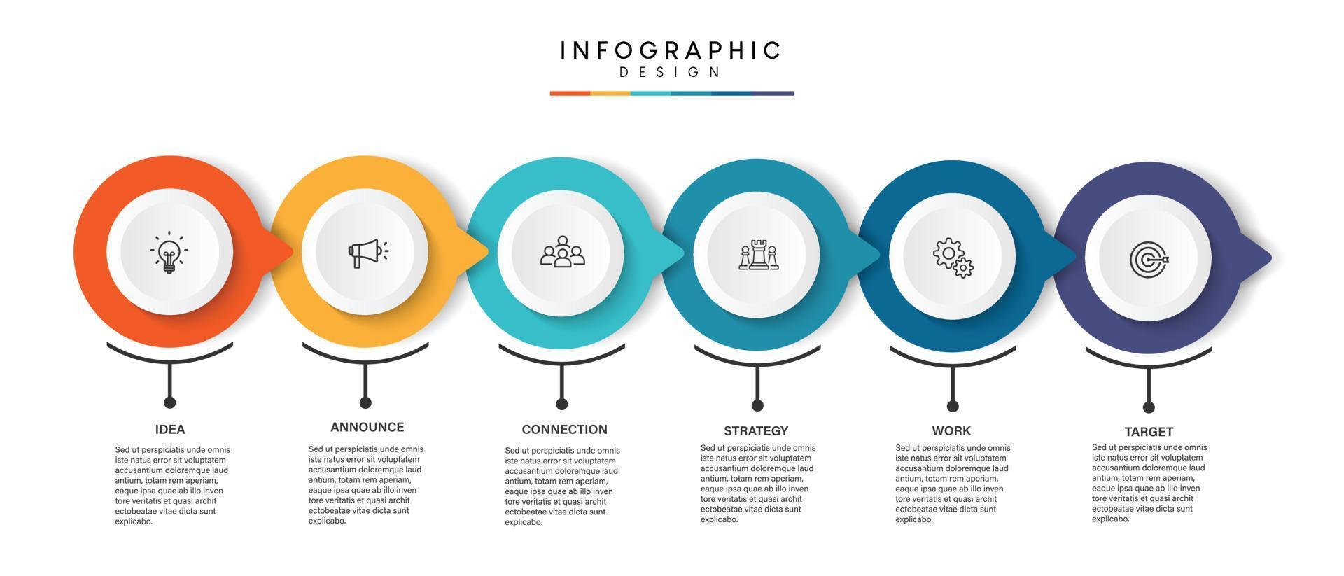 etapas design de modelo infográfico de processo de cronograma de visualização de dados de negócios com ícones vetor