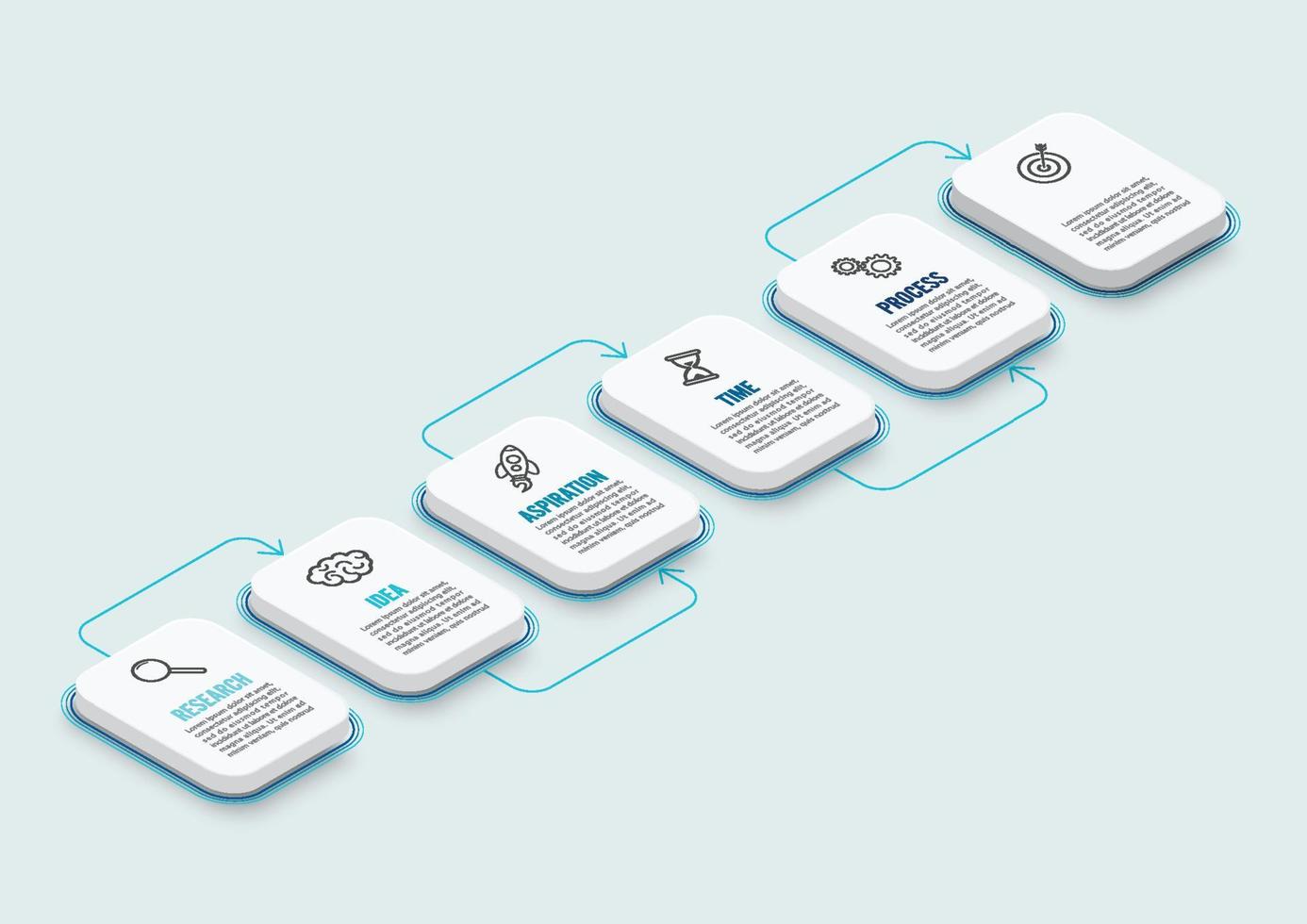 modelo infográfico isométrico com ícones e 6 opções ou etapas. infográficos para o conceito de negócio. pode ser usado para banner de apresentações, layout de fluxo de trabalho, diagrama de processo, fluxograma, gráfico de informações. vetor