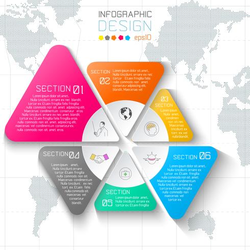 Negócios rótulos infográfico sobre fundo de mapa do mundo. vetor