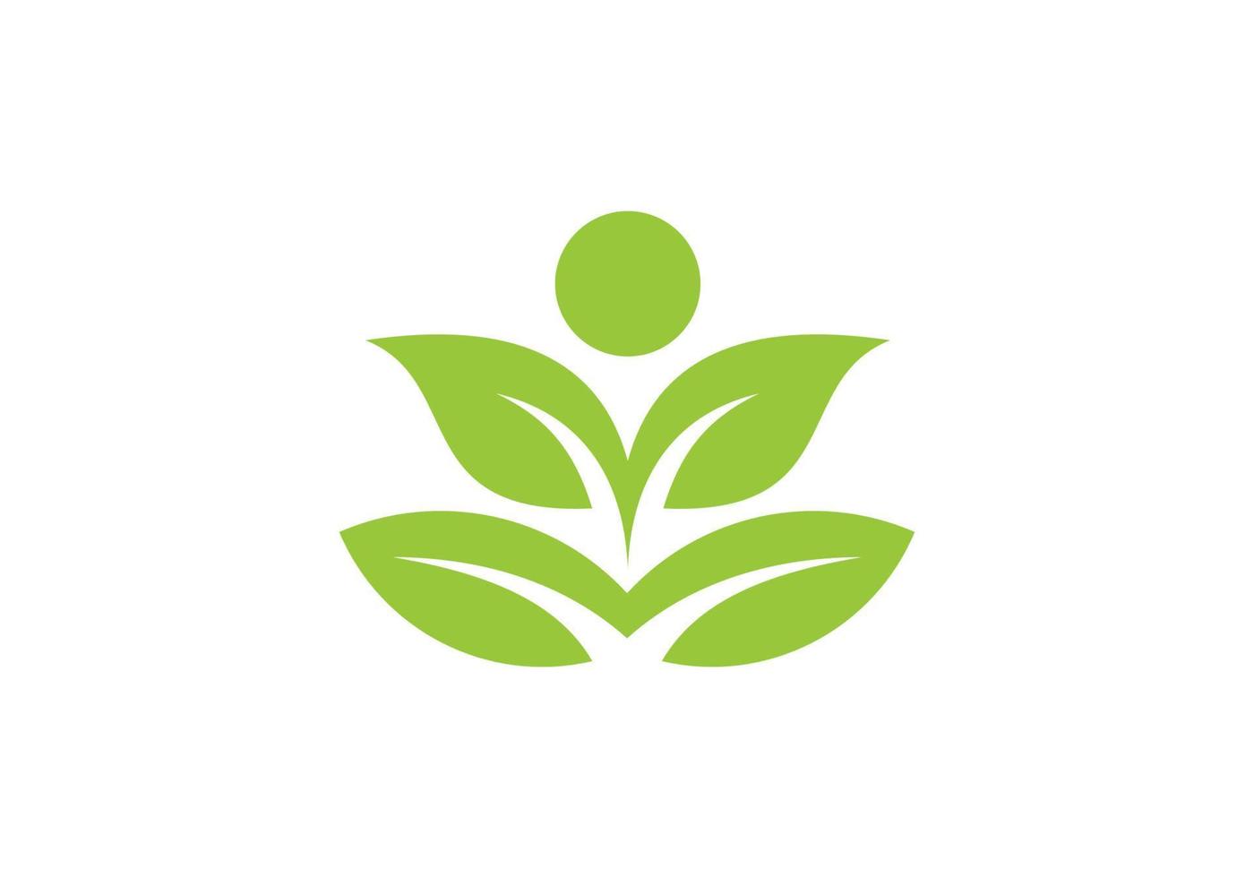 ioga humana com inspiração de design de logotipo de folhas vetor