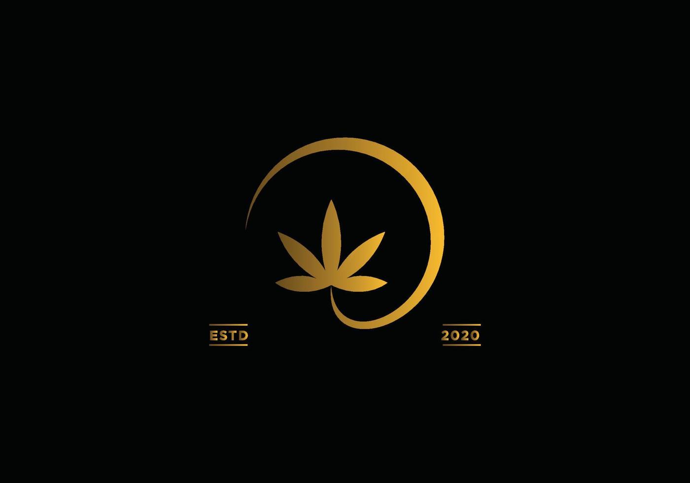 logotipo de ouro silhueta de cannabis. cânhamo do emblema. símbolo de maconha. vetor