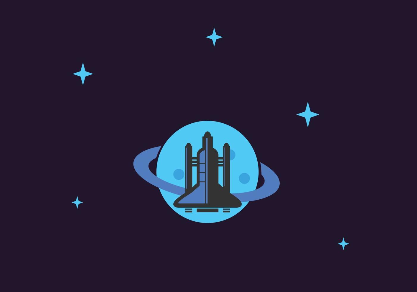 ícone de símbolo de espaço com ilustrações de design de foguete e espaço vetor