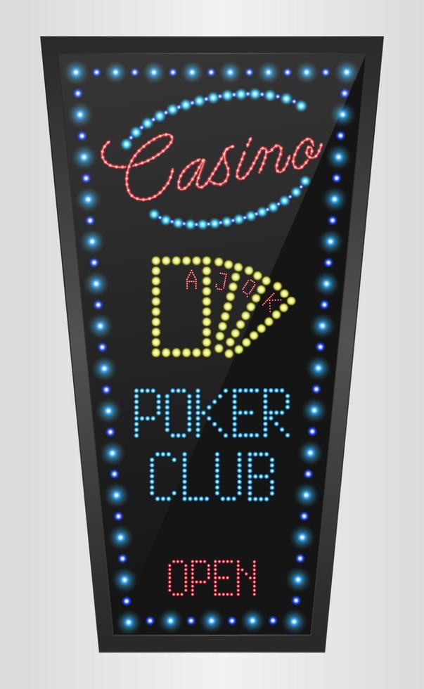 sinal retrô com luzes azuis e a palavra poker club vetor