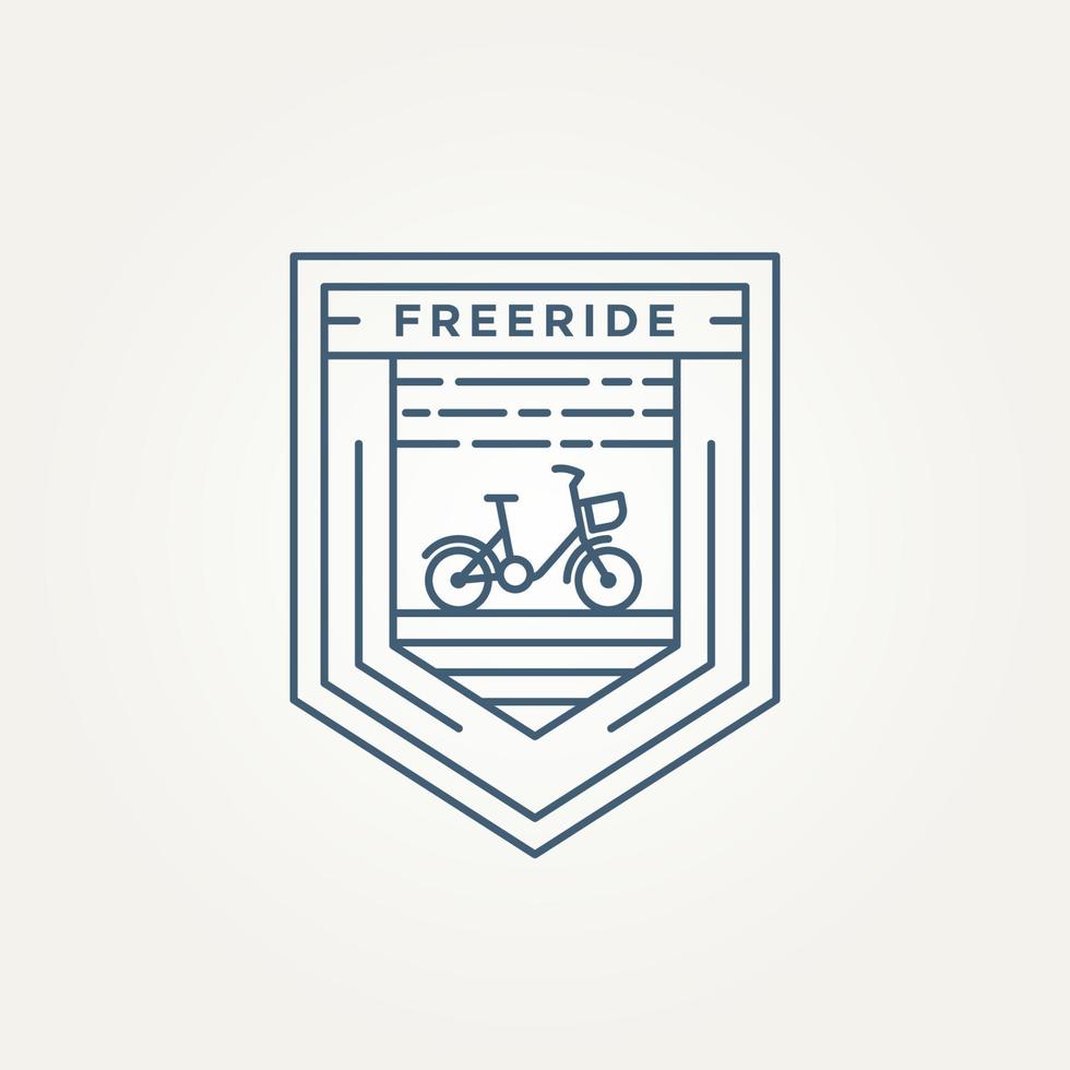 logotipo de distintivo de arte de linha minimalista de bicicleta de passeio gratuito vetor