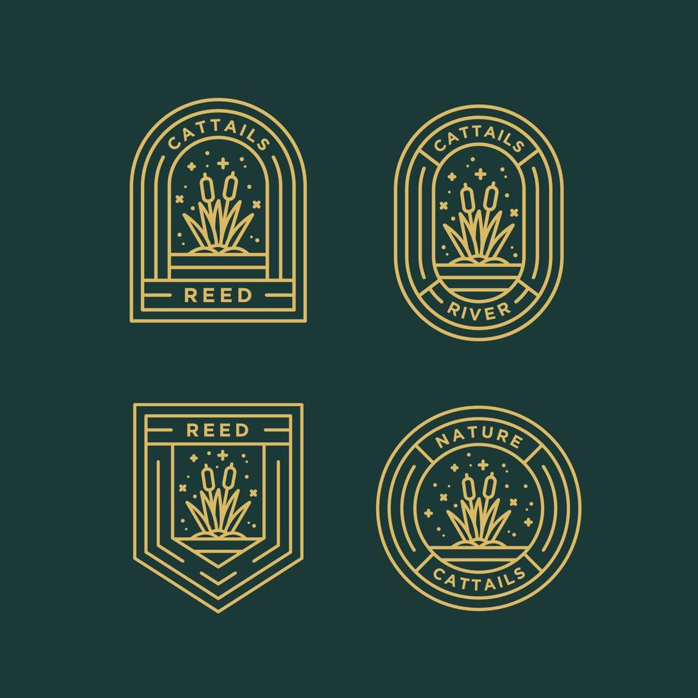 conjunto de logotipo de distintivo de arte de linha simples de natureza de taboas vetor
