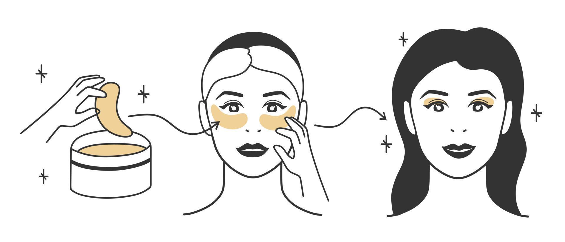patches para as opções de rosto e a ordem de uso. um conjunto de ilustrações vetoriais. vetor