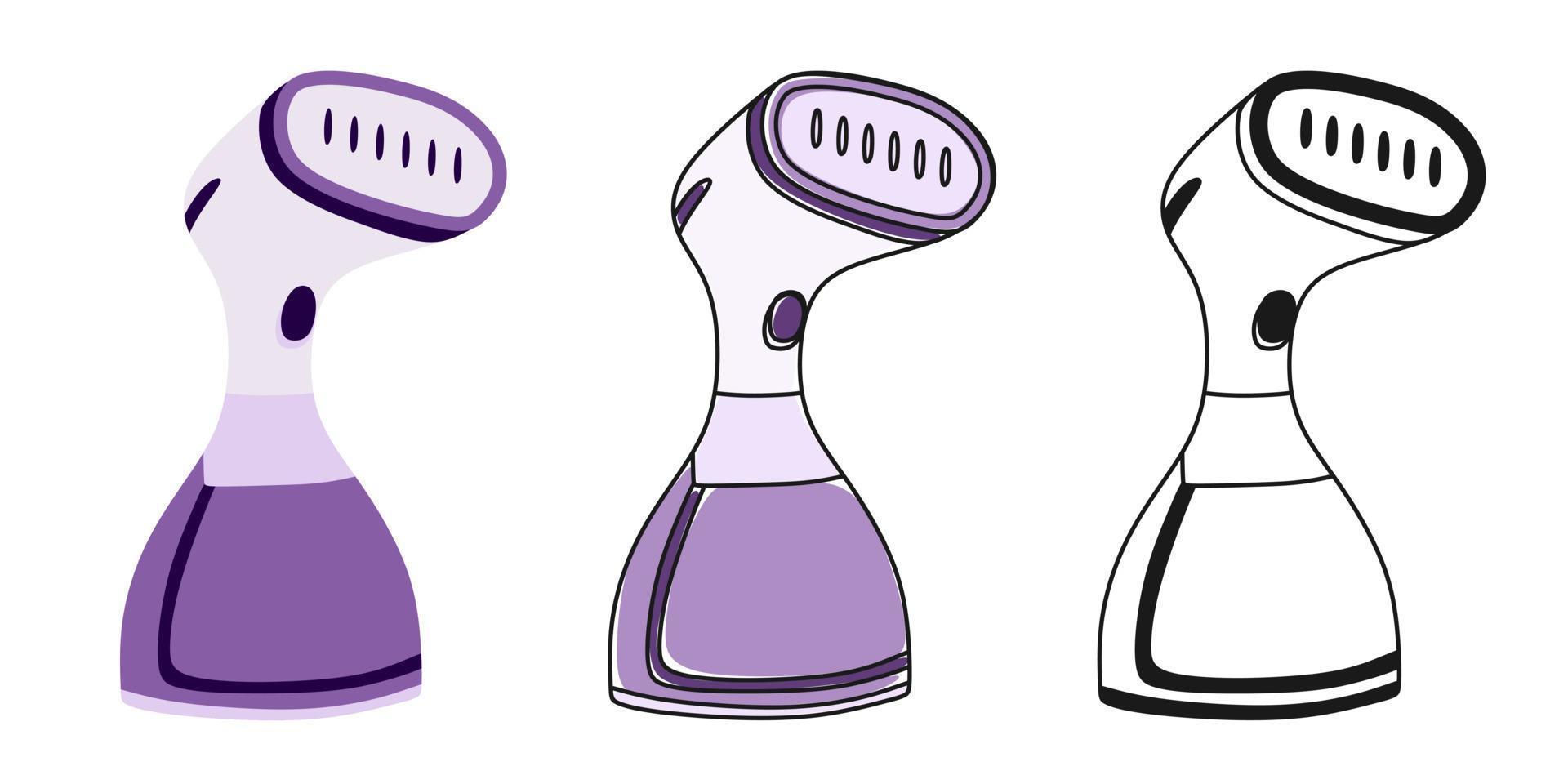 vaporizador de roupas definir ilustração vetorial artesanal em casa no estilo doodle linear em um fundo branco. vetor