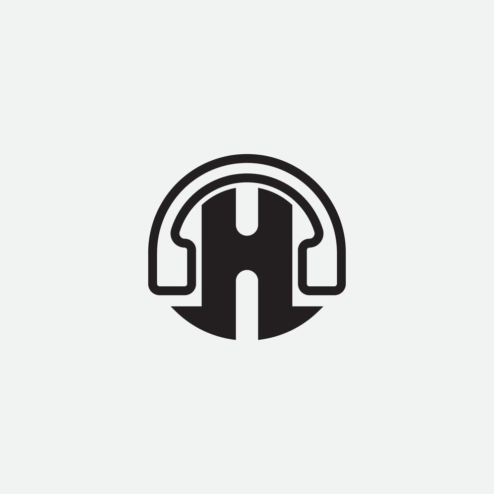 logotipo da música com monograma da letra inicial h. logotipo do podcast ou estúdio de música de gravação. vetor